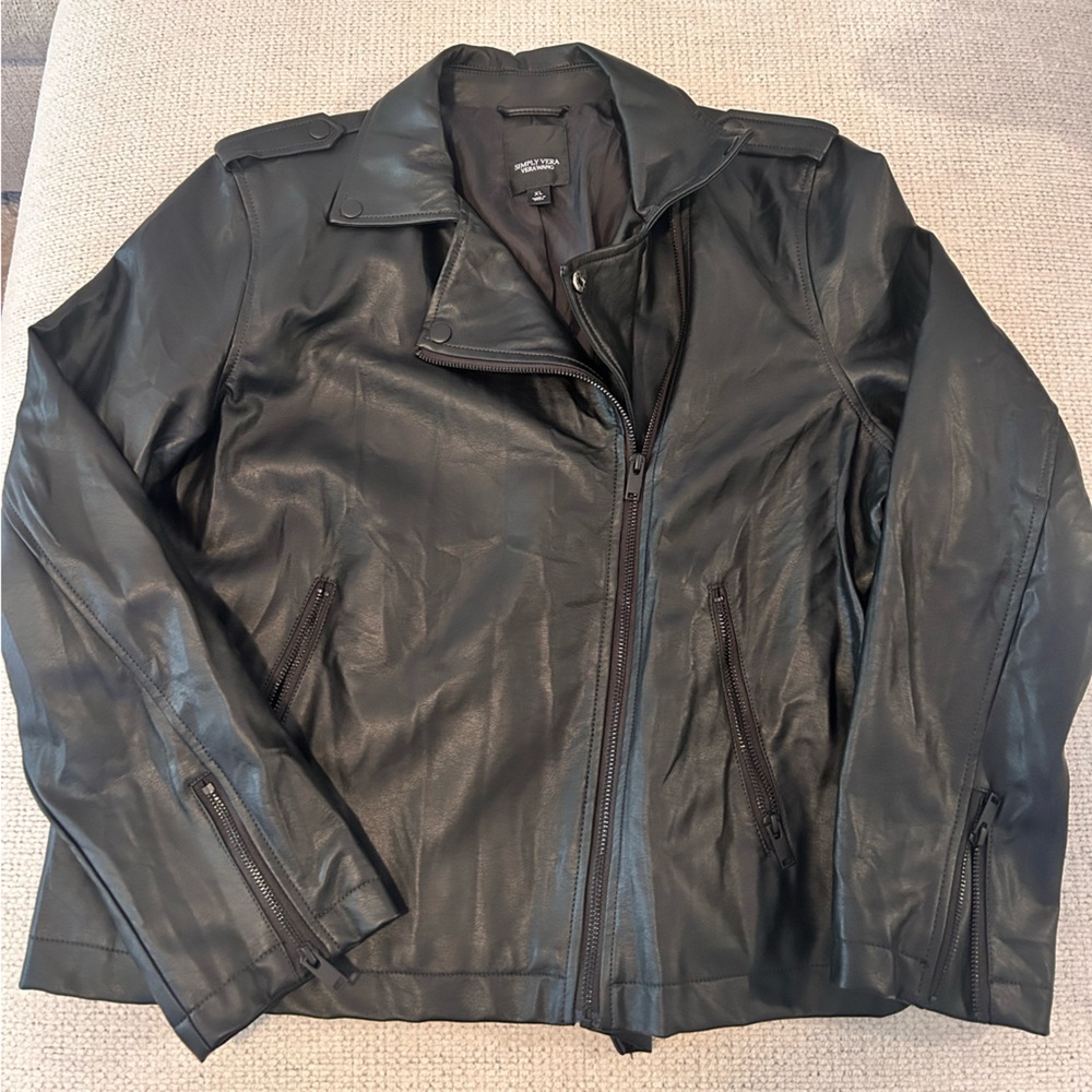 NWT | Simply Vera Women’s Black Leather Bomber Jacket